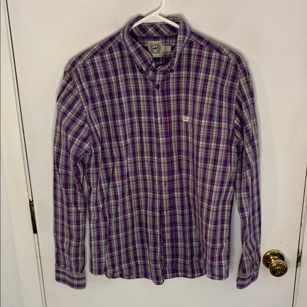 Cinch purple grey plaid is long sleeve western button down shirt Size XL